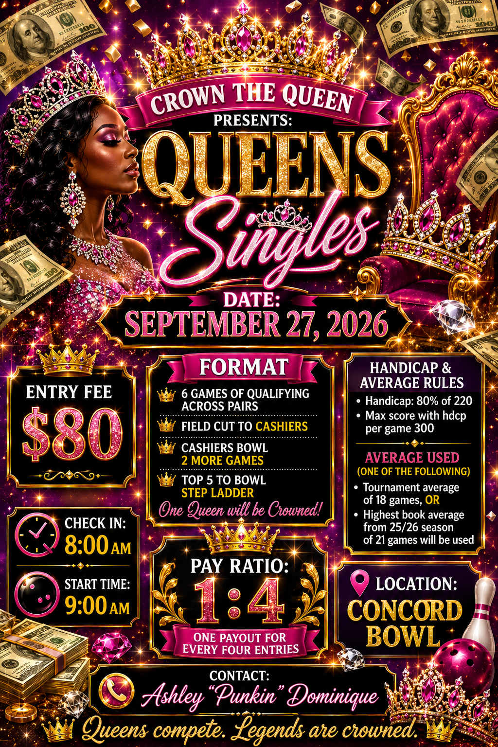Queens Singles tournament flyer